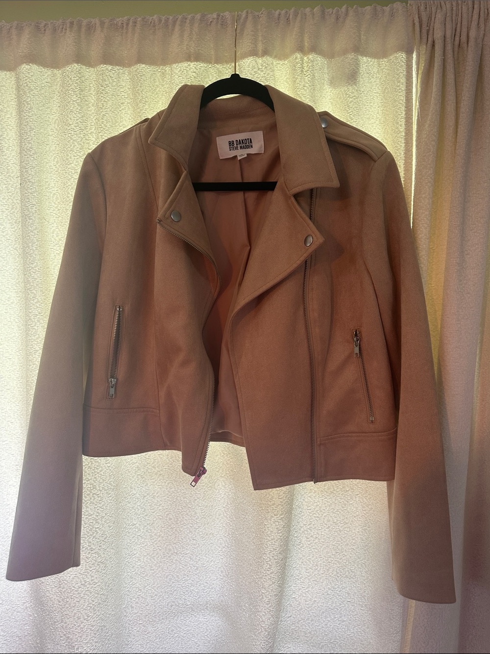BB Dakota Camel Faux Suede Moto Jacket
